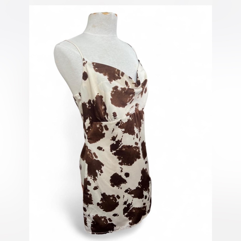 Altar'd State Cream and Brown Cowprint Mini Dress